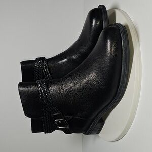 David Tate Skip Ankle Boots Pebble Grain Leather Zipper Stacked Heel Black 11 W